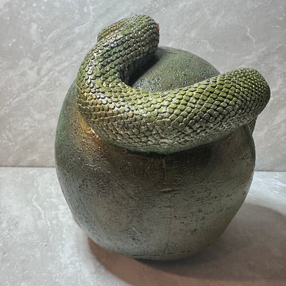 Serpent & Succulent Skull Hand-Painted Gothic Decor - Picture 4 of 8